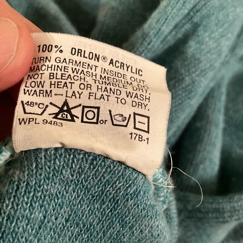 1960’s vintage Robert Bruce acrylic sweater with Union label mens XL teal blue - Picture 5 of 10